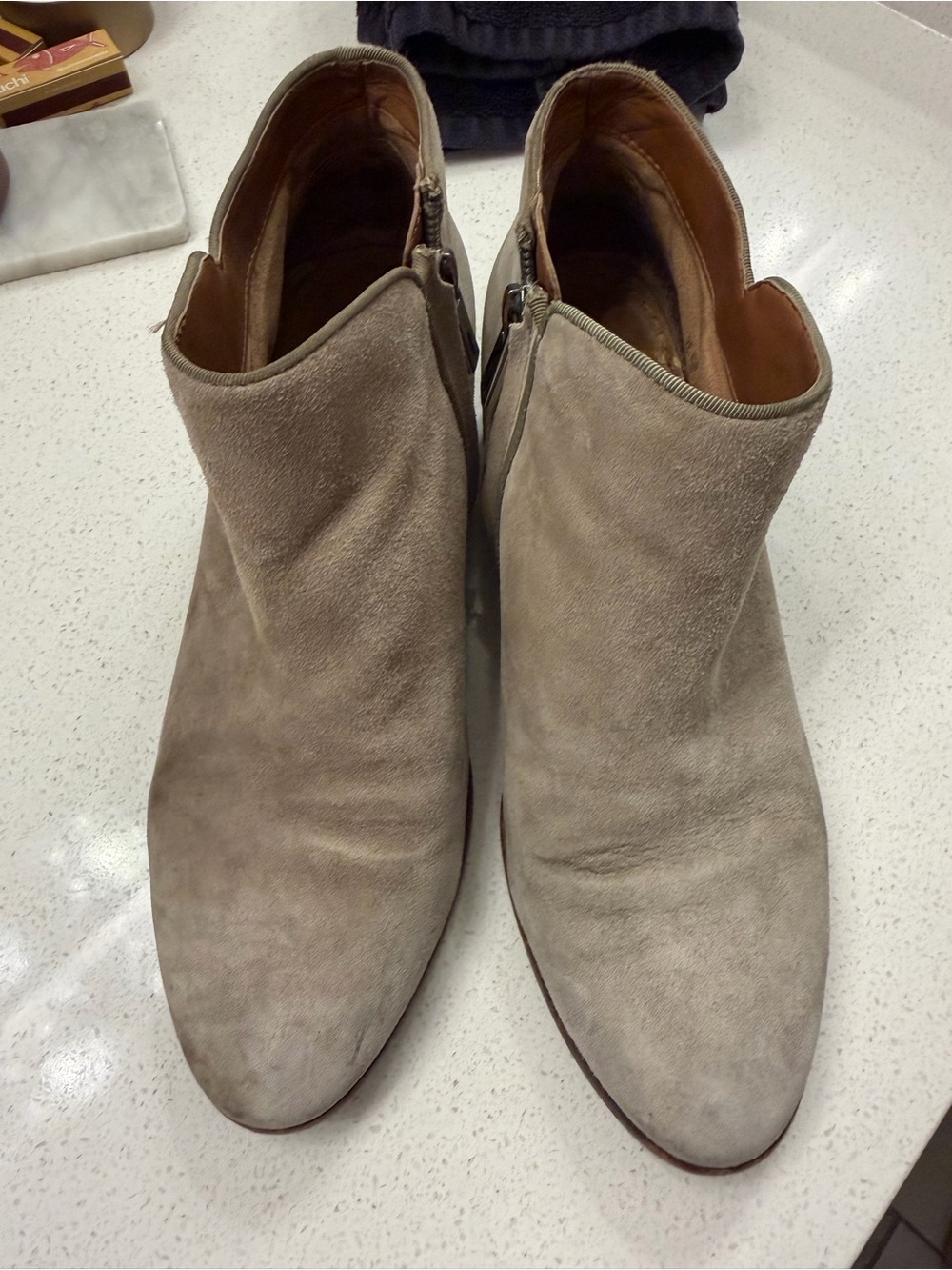 Sam Edelman Taupe Suede Ankle Booties